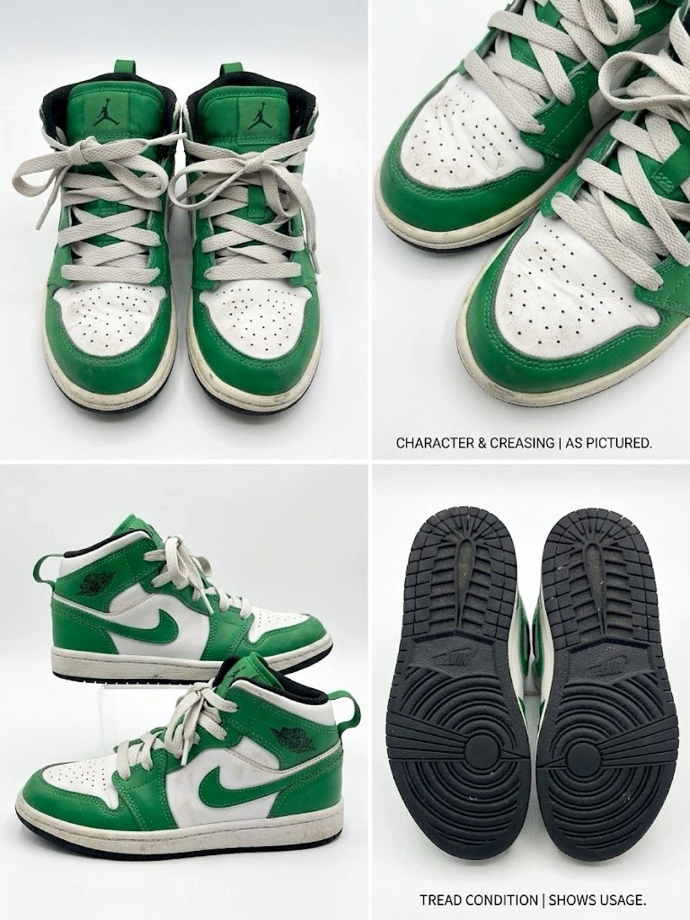 Jordan Air Jordan 1 Mid Lucky Green (PS) Lucky Green & White Girls US 12